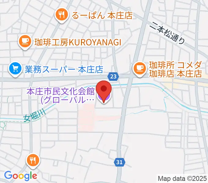 本庄市民文化会館の地図
