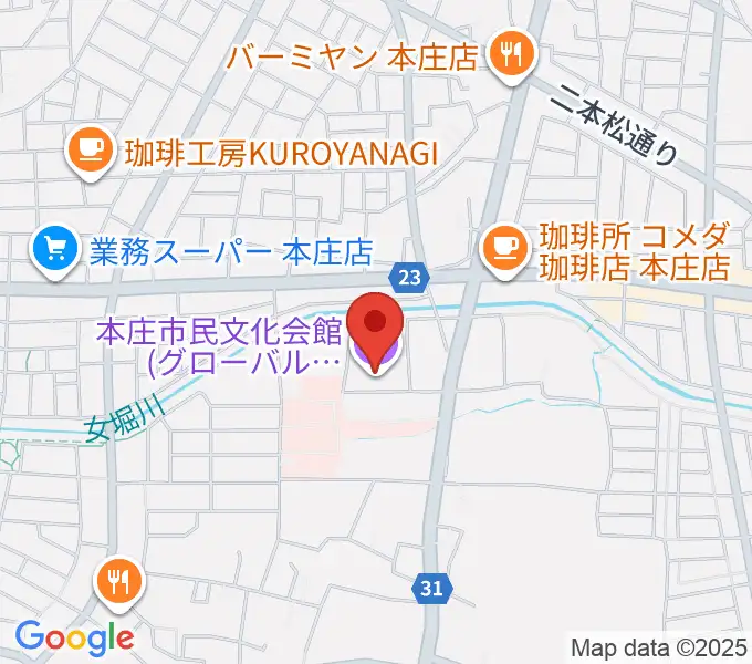 本庄市民文化会館の地図