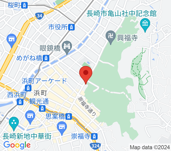 長崎 原楽器店2Fホールの場所