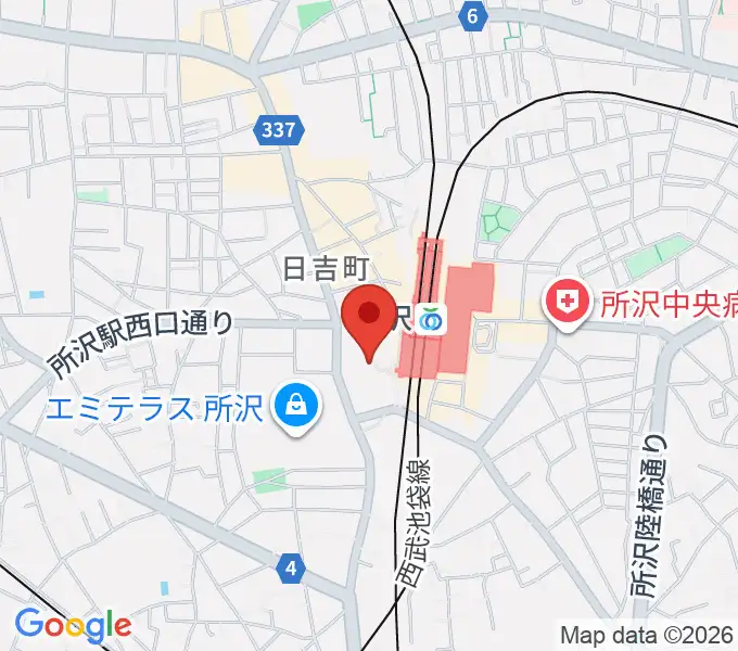山野楽器 ワルツ所沢店の地図