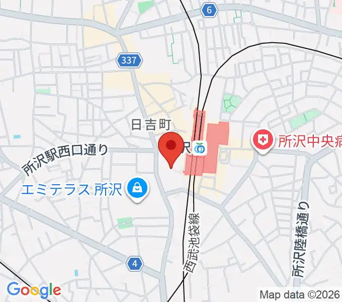 山野楽器 ワルツ所沢店の地図