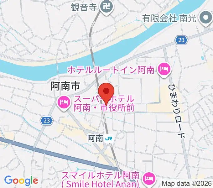 阿南市市民会館の地図