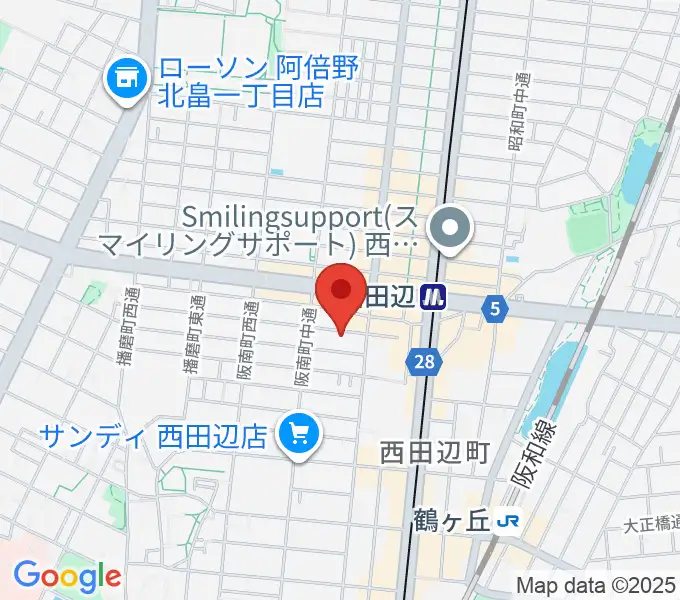 西田辺PIANO STUDIOの地図