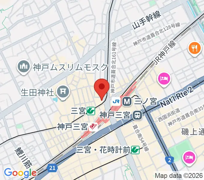 三宮ピアジュリアンホールの地図