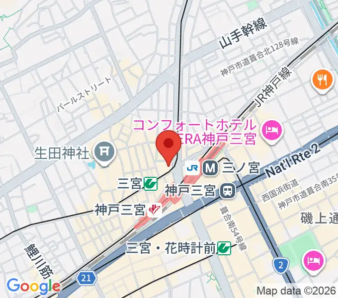 三宮ピアジュリアンホールの地図