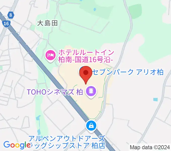 タワーレコードセブンパーク アリオ柏店の地図