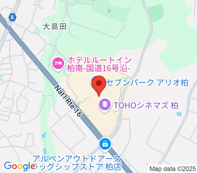 タワーレコードセブンパーク アリオ柏店の地図