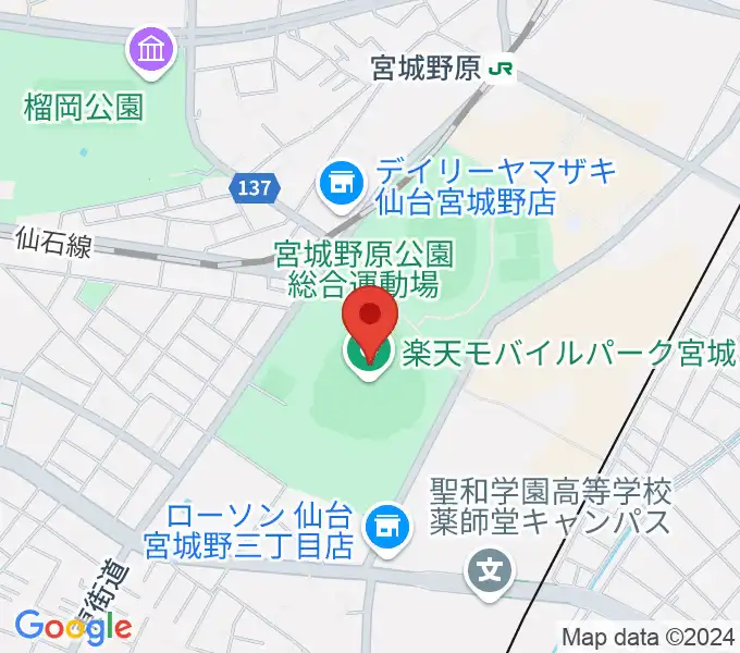 楽天モバイルパーク宮城の地図