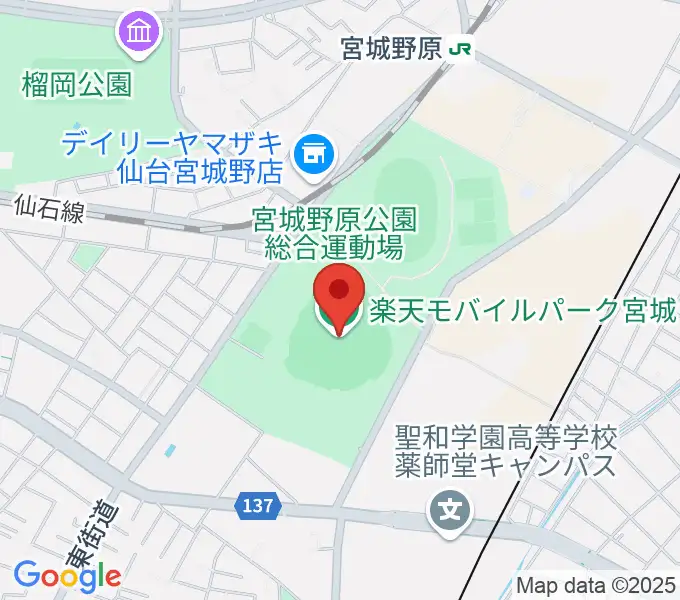 楽天モバイルパーク宮城の地図