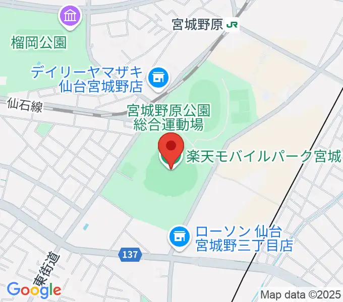 楽天モバイルパーク宮城の地図