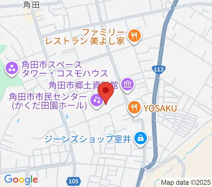 かくだ田園ホール（角田市市民センター）の地図