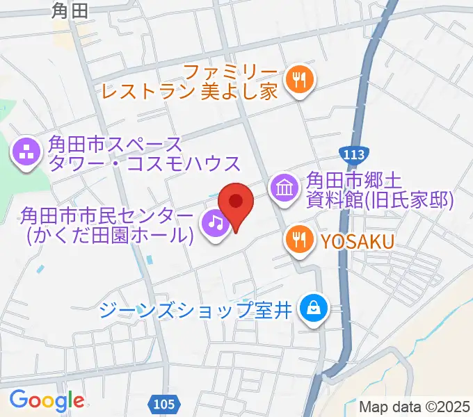 かくだ田園ホール（角田市市民センター）の地図