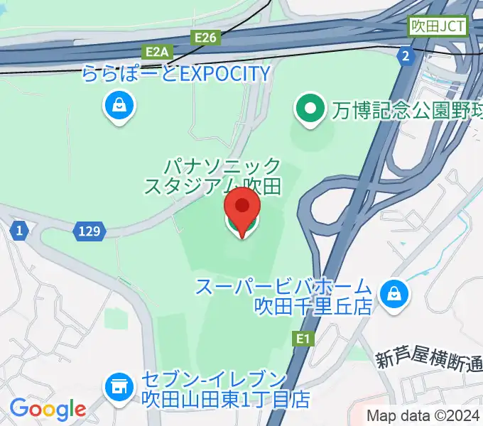 パナソニックスタジアム吹田の地図