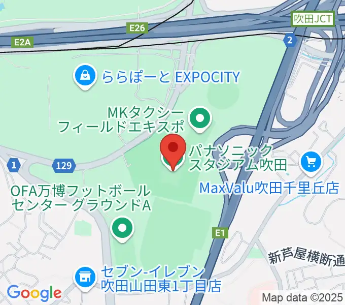 パナソニックスタジアム吹田の地図