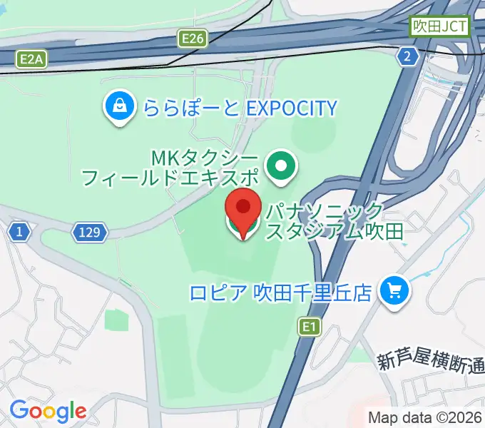 パナソニックスタジアム吹田の地図