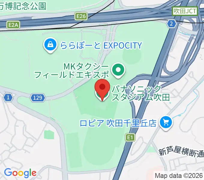 パナソニックスタジアム吹田の地図