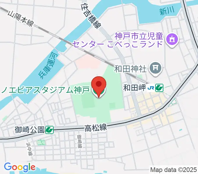 ノエビアスタジアム神戸の地図
