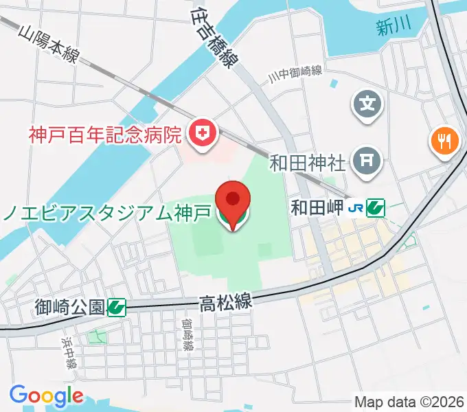 ノエビアスタジアム神戸の地図