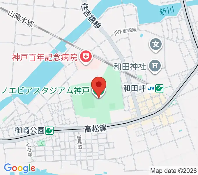 ノエビアスタジアム神戸の地図