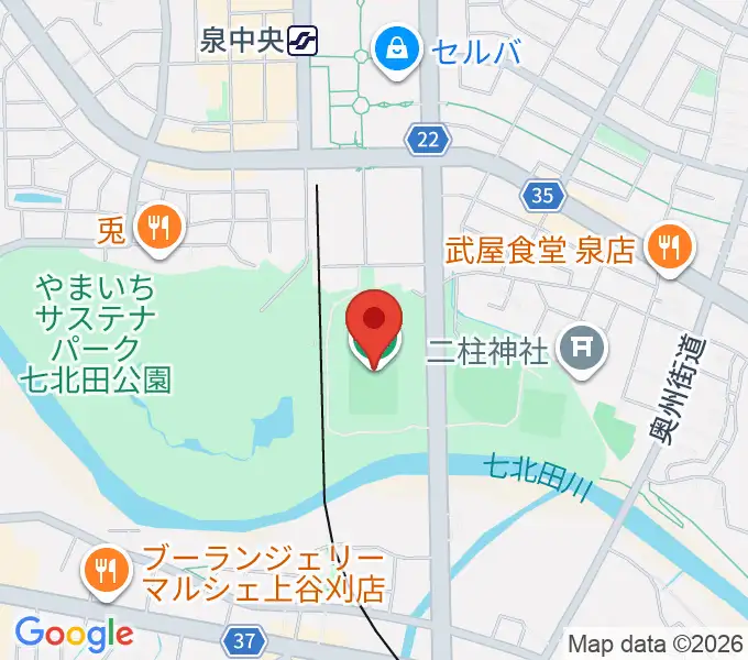 ユアテックスタジアム仙台の地図