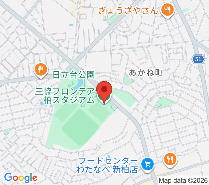 三協フロンテア柏スタジアムの地図