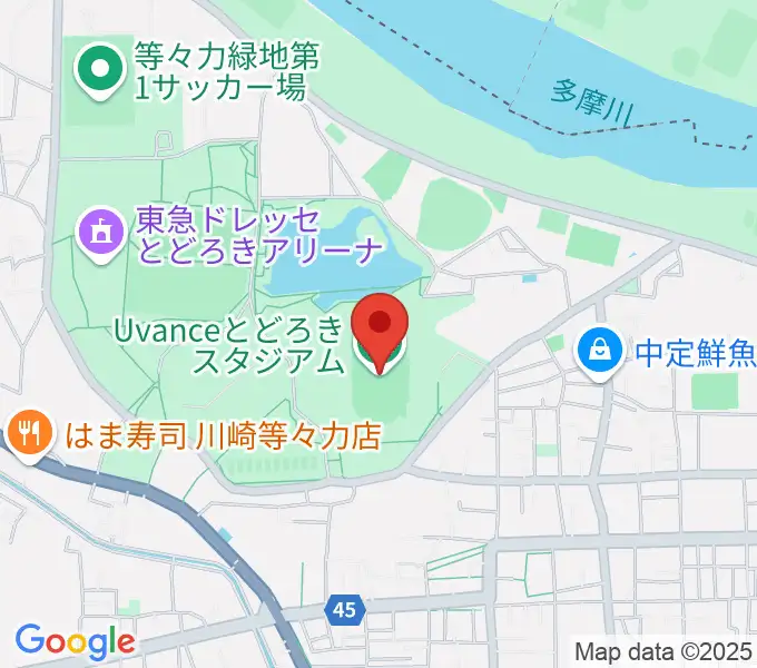 Uvanceとどろきスタジアム by Fujitsuの地図
