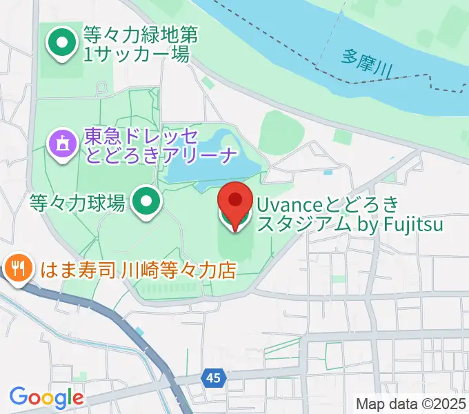 Uvanceとどろきスタジアム by Fujitsuの地図
