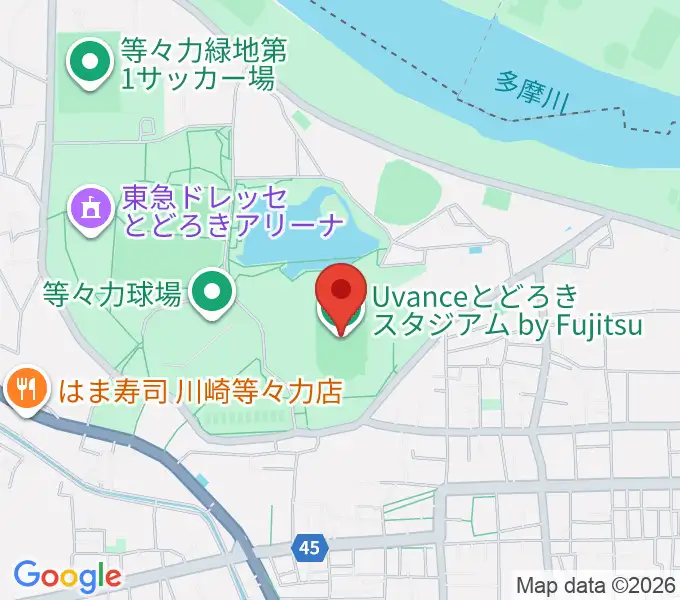 Uvanceとどろきスタジアム by Fujitsuの地図