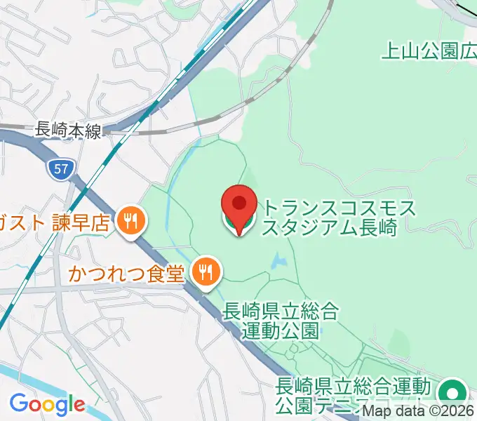 トランスコスモススタジアム長崎の地図
