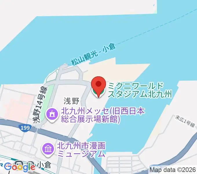 ミクニワールドスタジアム北九州の地図