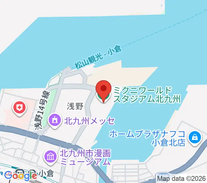 ミクニワールドスタジアム北九州の地図