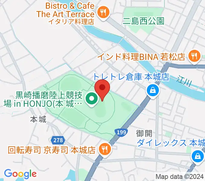 黒崎播磨陸上競技場inHONJOの地図