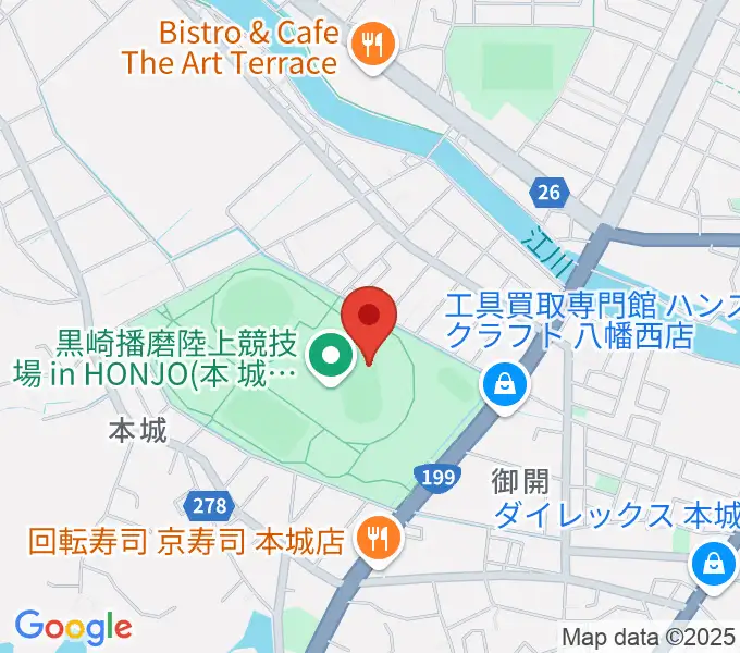 黒崎播磨陸上競技場inHONJOの地図