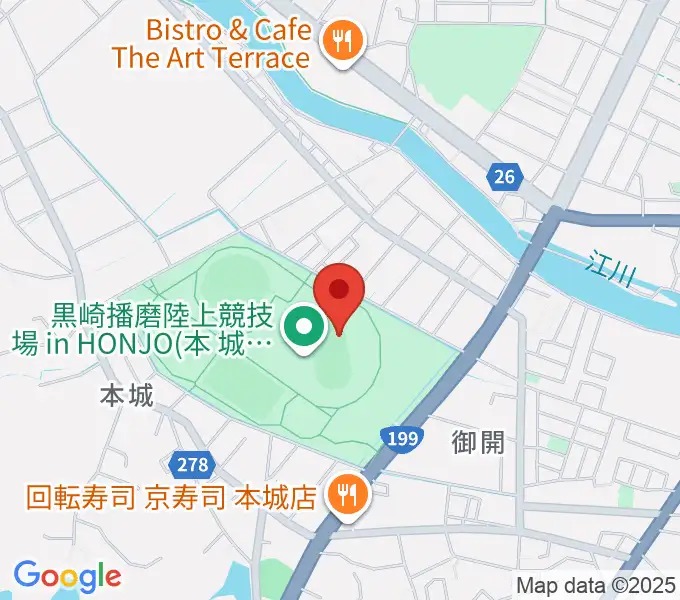 黒崎播磨陸上競技場inHONJOの地図