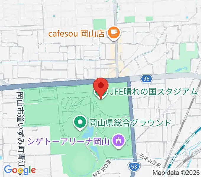 JFE晴れの国スタジアムの地図