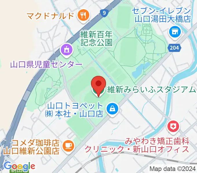 維新みらいふスタジアムの地図