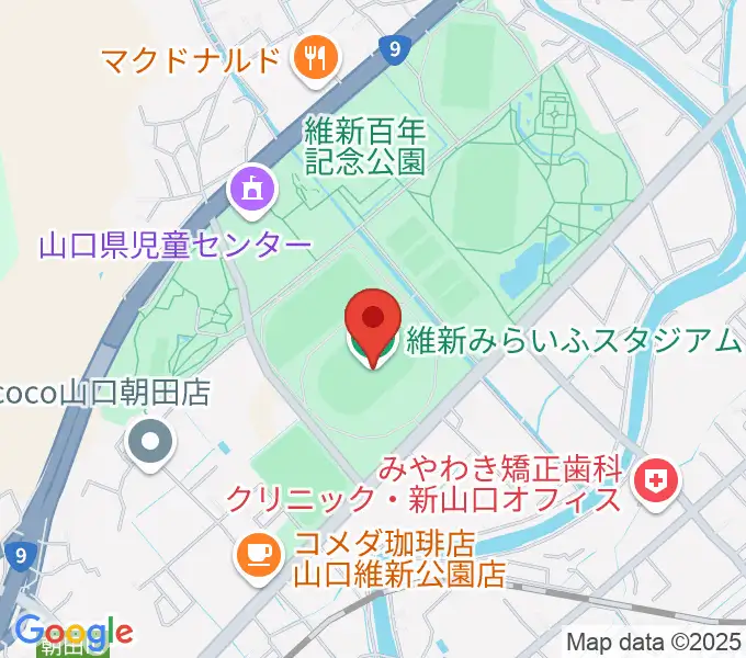 維新みらいふスタジアムの地図