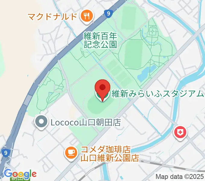 維新みらいふスタジアムの地図