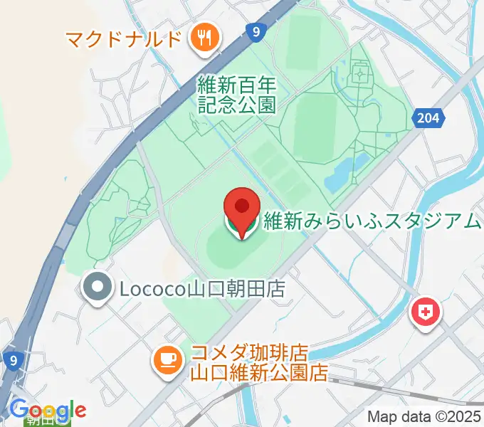 維新みらいふスタジアムの地図