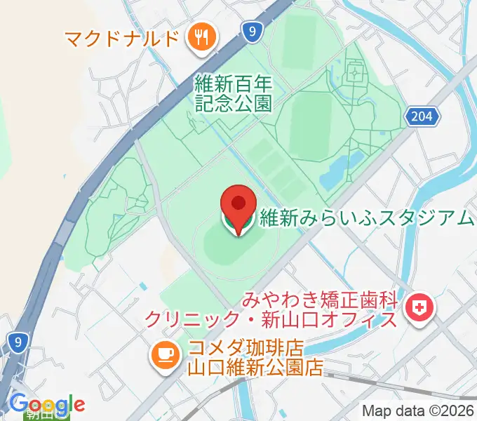 維新みらいふスタジアムの地図