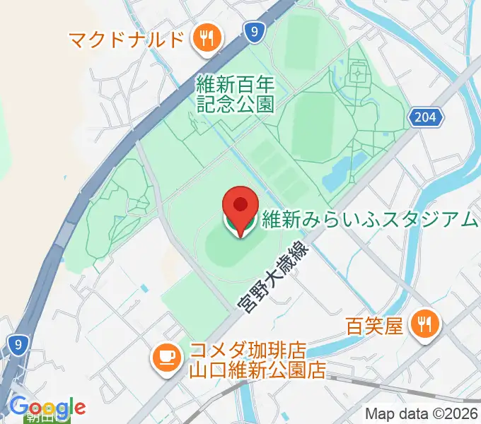 維新みらいふスタジアムの地図
