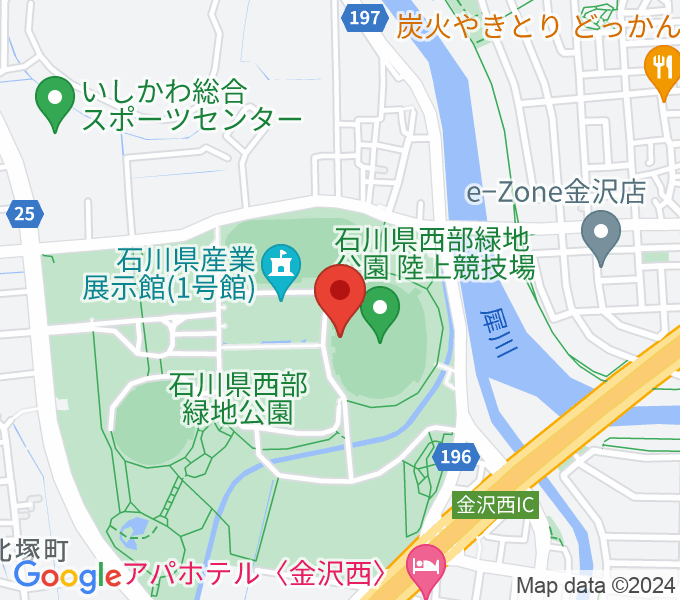 石川県西部緑地公園陸上競技場の場所