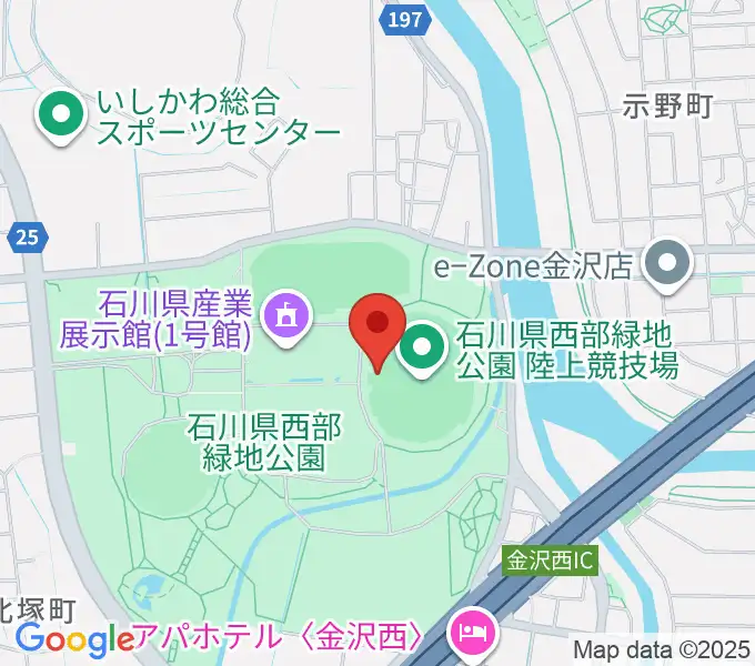 石川県西部緑地公園陸上競技場の地図