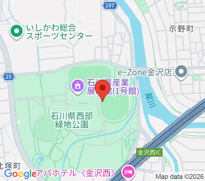 石川県西部緑地公園陸上競技場の地図