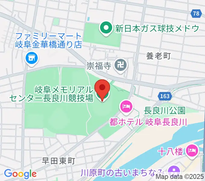岐阜メモリアルセンター長良川競技場の地図
