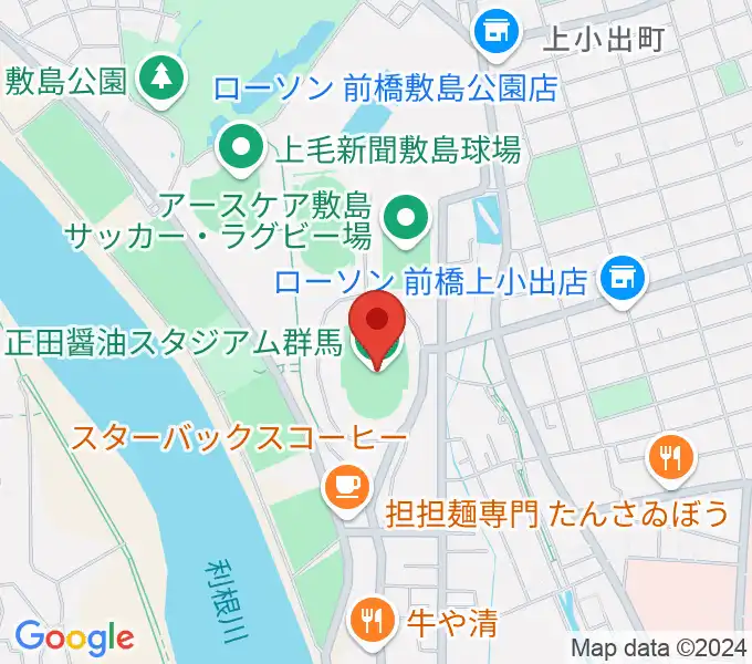 正田醤油スタジアム群馬の地図