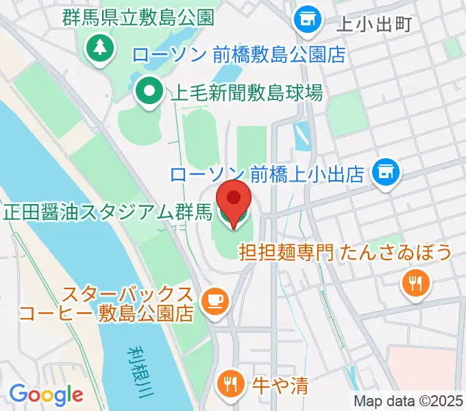 正田醤油スタジアム群馬の地図