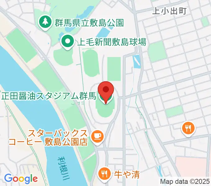 正田醤油スタジアム群馬の地図