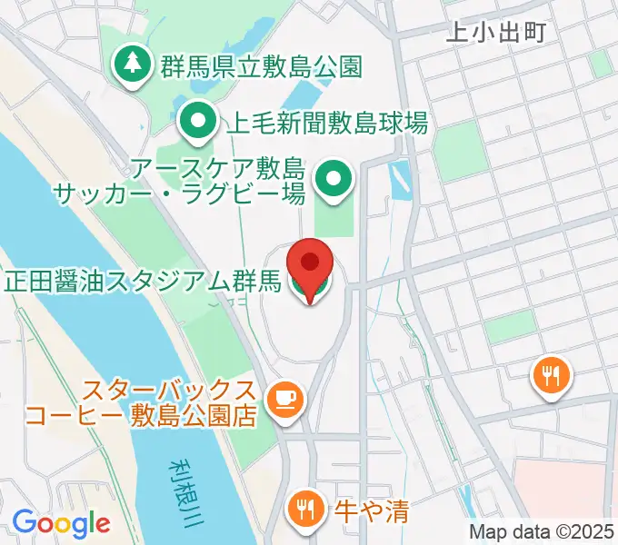 正田醤油スタジアム群馬の地図