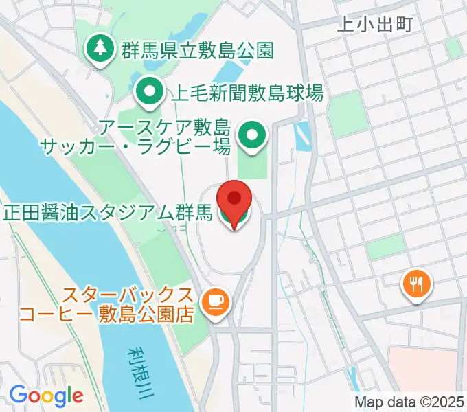 正田醤油スタジアム群馬の地図